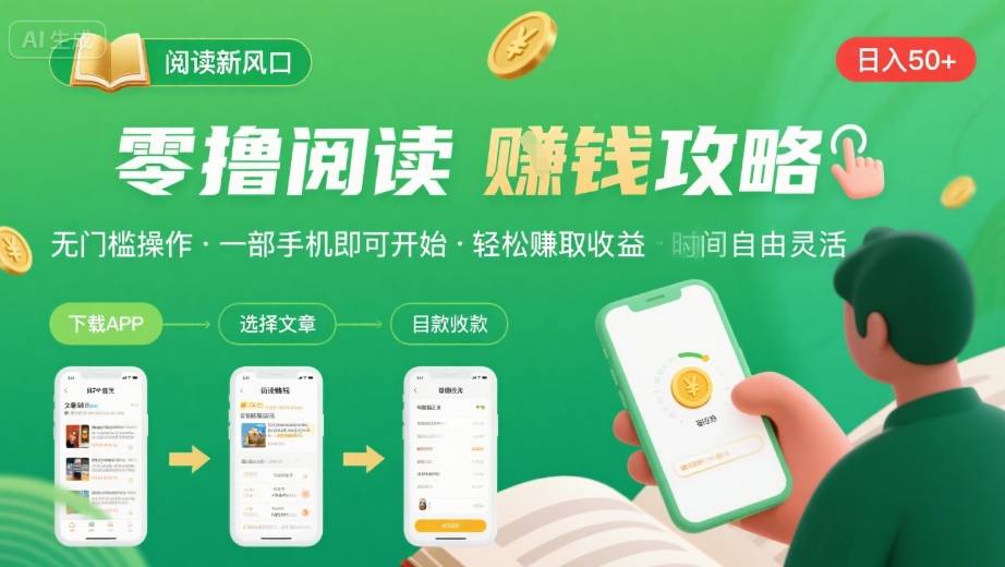 零撸阅读新风口,无门槛轻松挣,一部手机,日入 50-3张【揭秘】- / , :云网创-创业知识付费平台