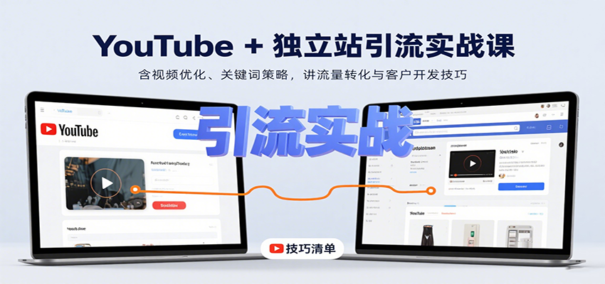 YouTube+独立站引流实战课:含视频优化、关键词策略,讲流量转化与客户开发技巧- / , :云网创-创业知识付费平台