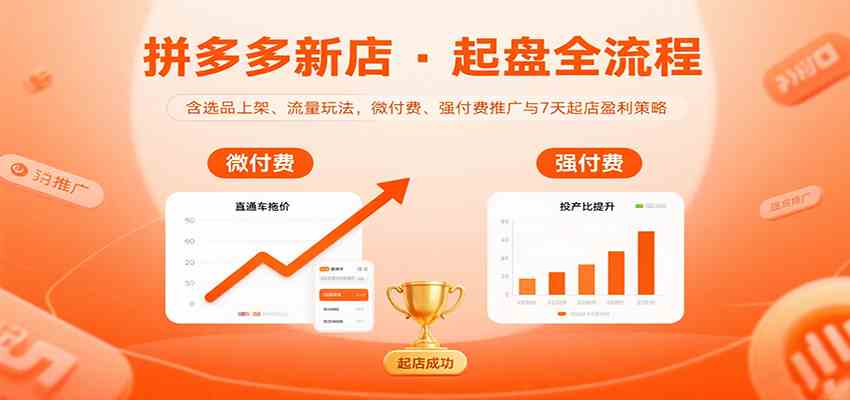 拼多多新店起盘全流程,含选品上架、流量玩法,微付费、强付费推广与7天起店盈利策略- / , :云网创-创业知识付费平台