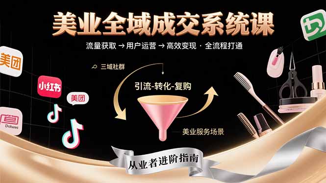美业全域成交系统课程:帮助美业从业者打通从流量获取到高效变现全流程- / , :云网创-创业知识付费平台