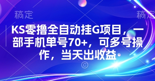 KS零撸全自动挂G项目,一部手机单号70+,可多号操作,当天出收益【揭秘】- / , :云网创-创业知识付费平台