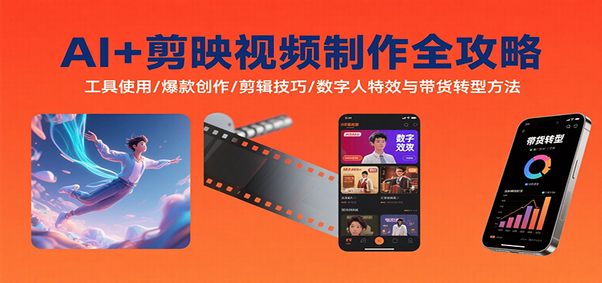 AI+剪映视频制作全攻略:工具使用/爆款创作/剪辑技巧/数字人特效与带货转型方法- / , :云网创-创业知识付费平台